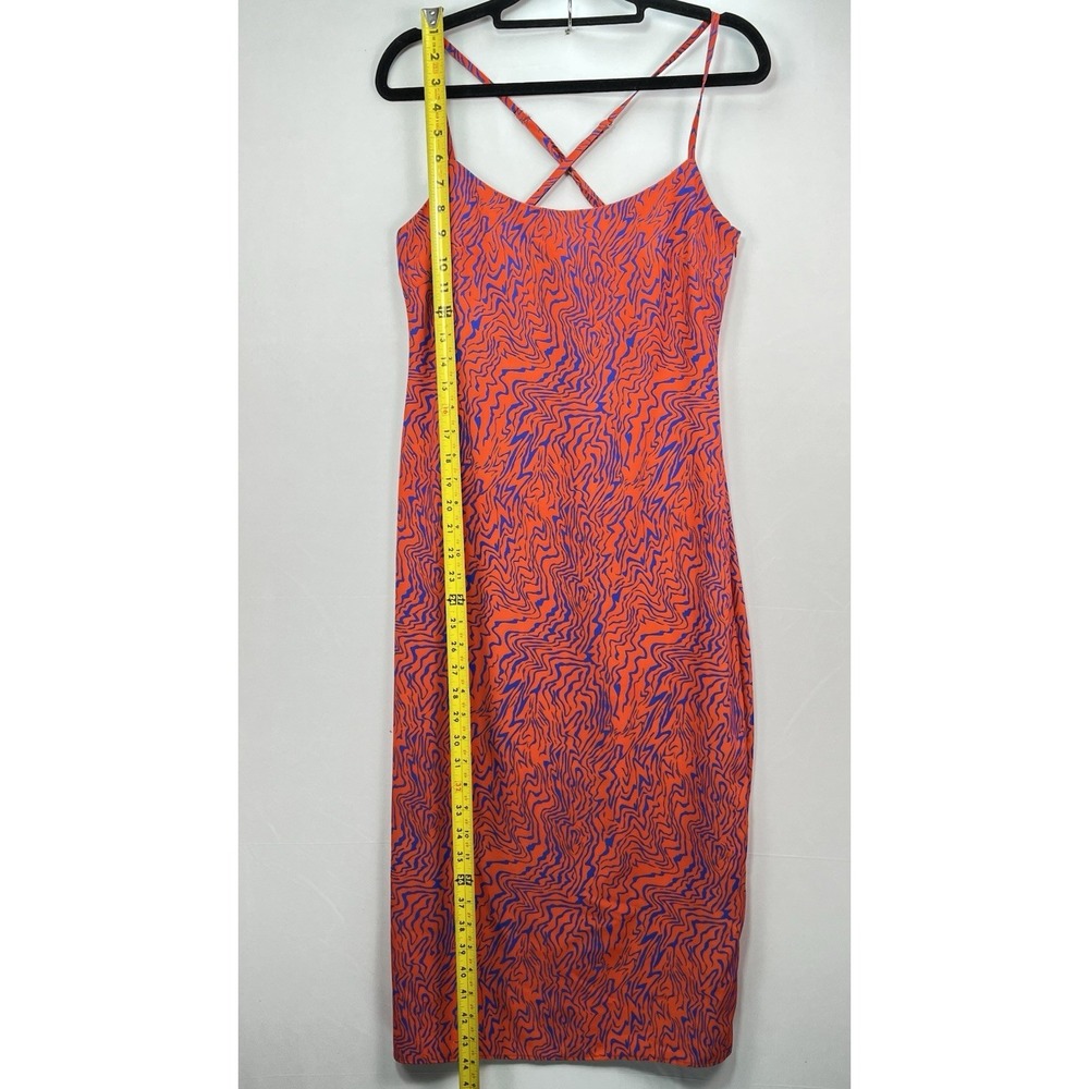 Nasty Gal Slip Dress Women's Sz 4 Orange Blue Animal Print Strappy Sleeve Y2K - Picture 3 of 8